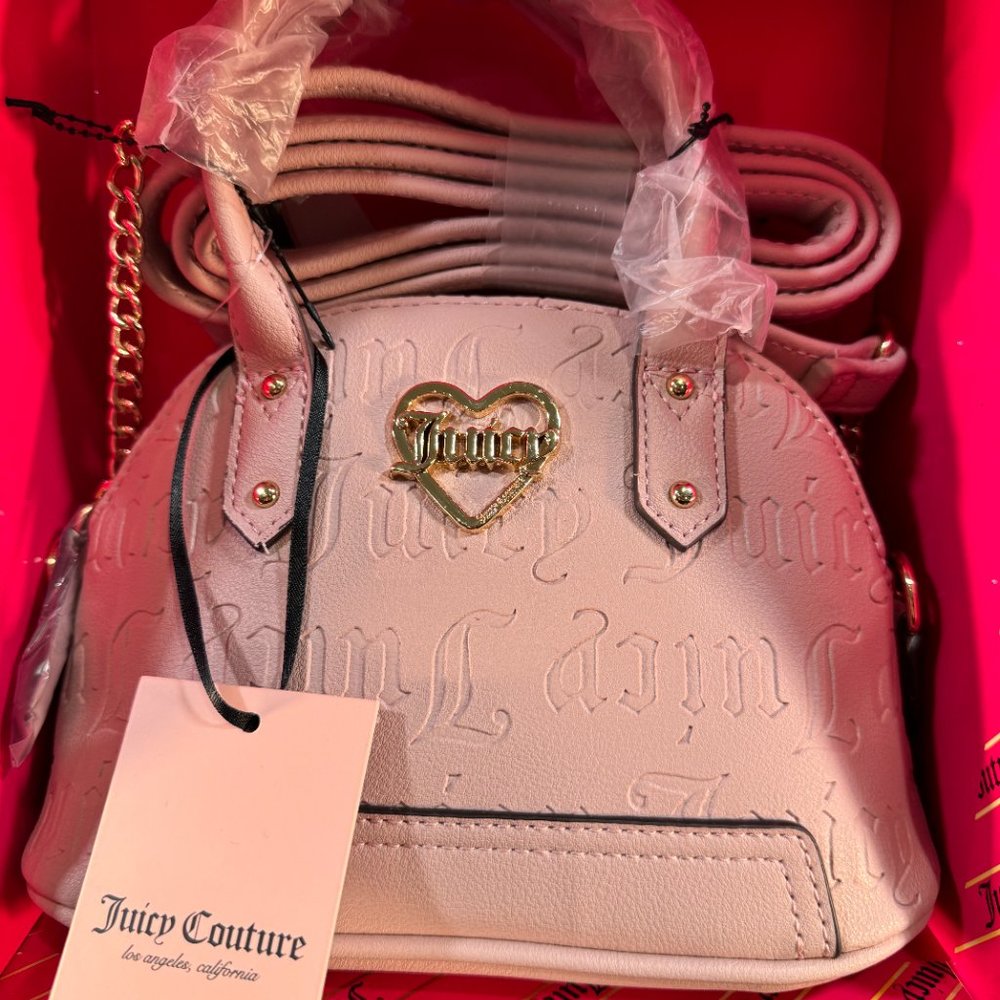 Juicy Couture Deboss Dusty Blush Bowler Purse & Wristlet Set - NWT - Picture 5 of 6